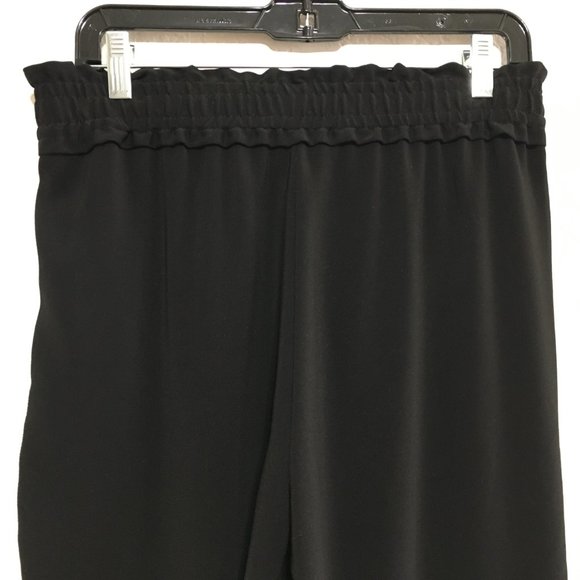 ZARA Baggy Elastic Waist Front Tie Cropped Slit Side Hem Black Size M Pu… - Picture 7 of 16